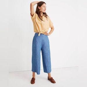 Madewell Huston Pull up Crop Pants, Wide Leg, Chambray
